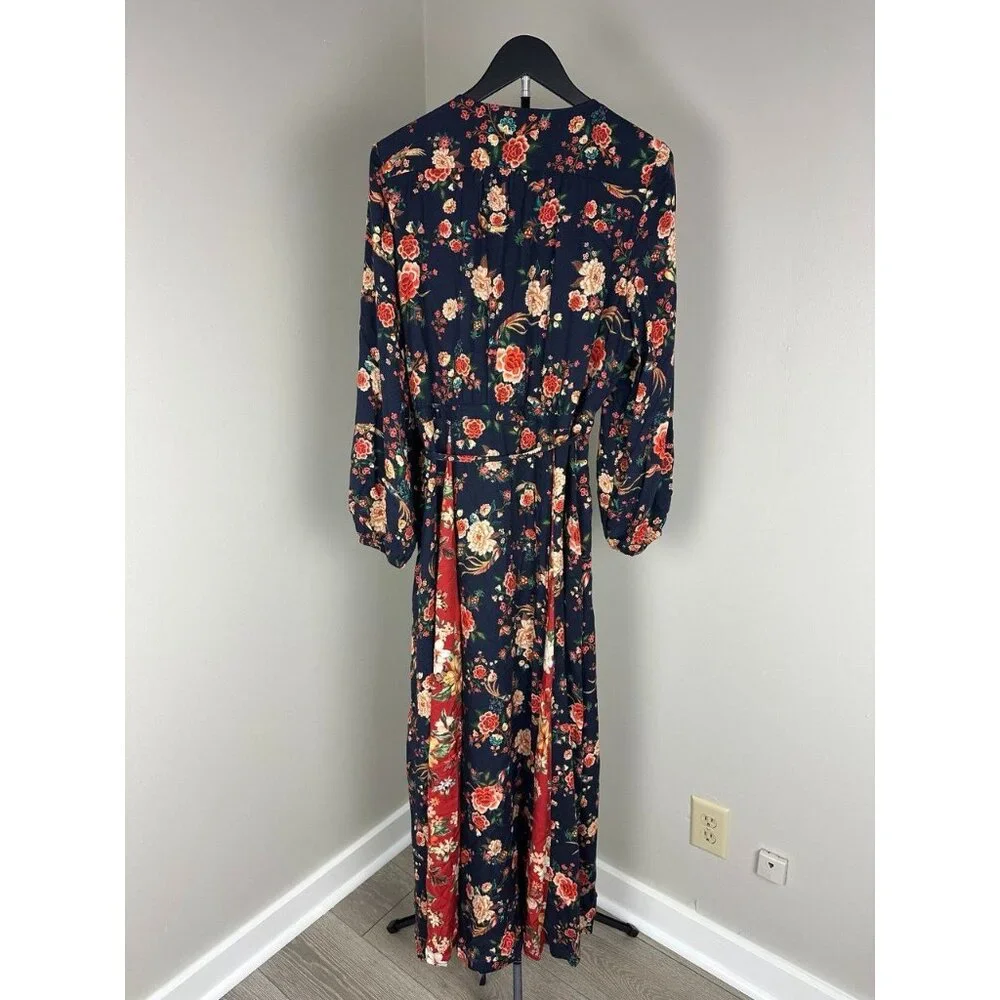 Farm Rio Wrap Gracia Dress Navy Floral Maxi 1X $275 - Picture 5 of 10